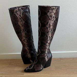 Vince Camuto Black and Brown Patterned Heeled Boots